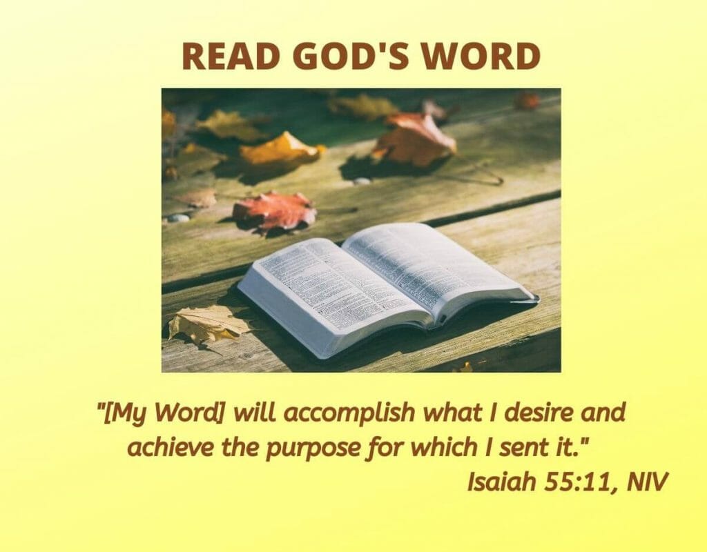 Read God's Word. "My word will accomplish what I desire and achieve the purpose for which I sent it." - Isaiah 55:11, NIV