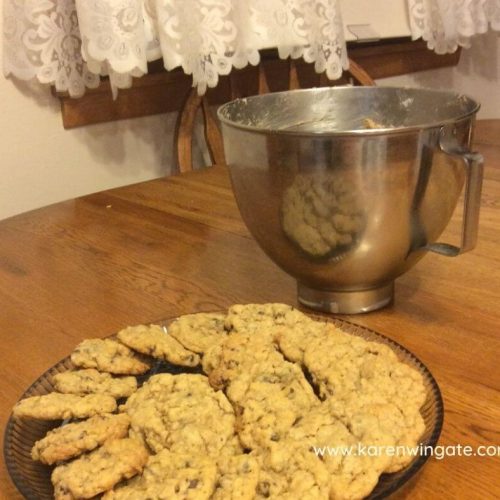 plate of chocolate chip cookies